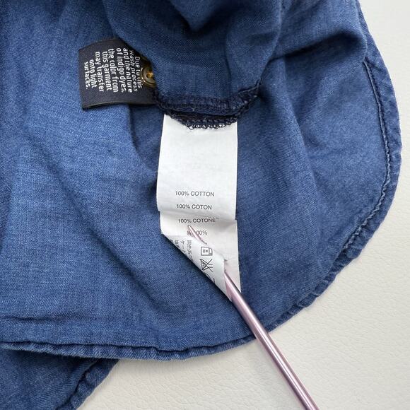 J Crew Chambray Popover Top Womens Size 6 Blue Flap Pockets Western Casual - Picture 4 of 6